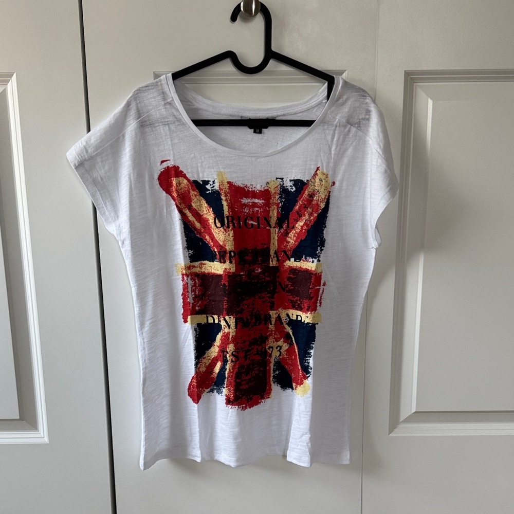 Pepe Jeans White Tee with Union Jack Design